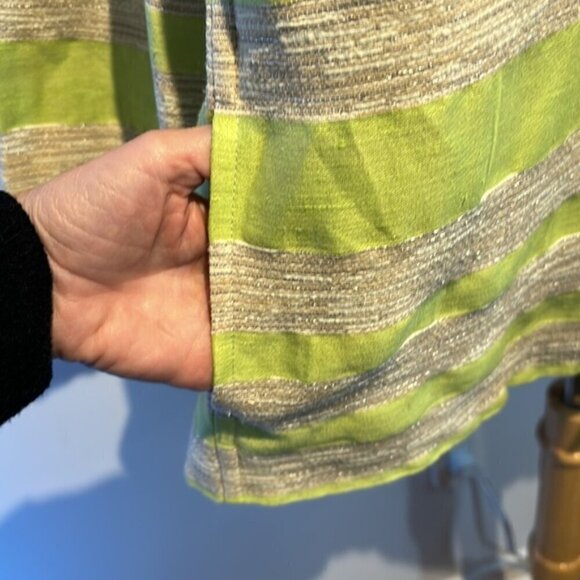 Lafayette 148 Blazer Jacket Womens Green Cream Stripe Linen Blend 3X - Picture 6 of 13